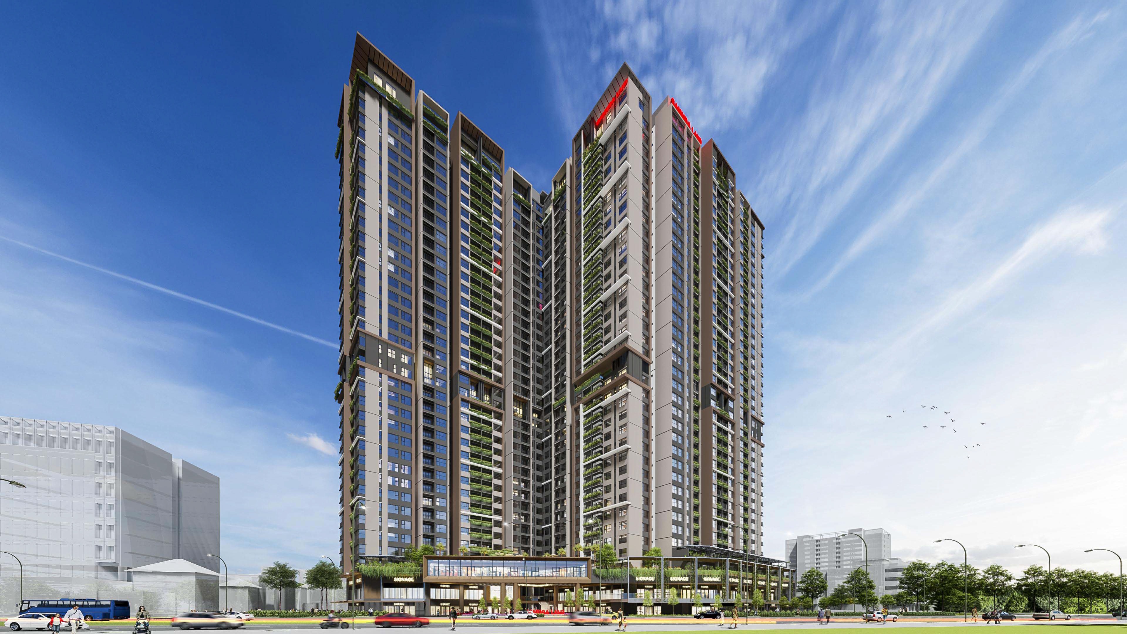 The new Gamuda Land high-rise complex building in Hai Phong is the opposite to AEON Mall.
